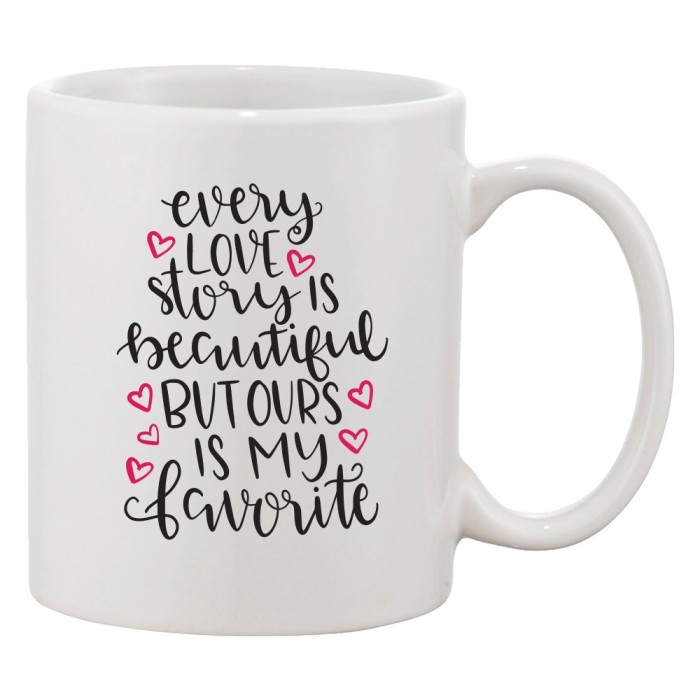 Cana alba personalizata &#039;Every love story is beautiful&#039;, INOVATIX&reg;. 330ml