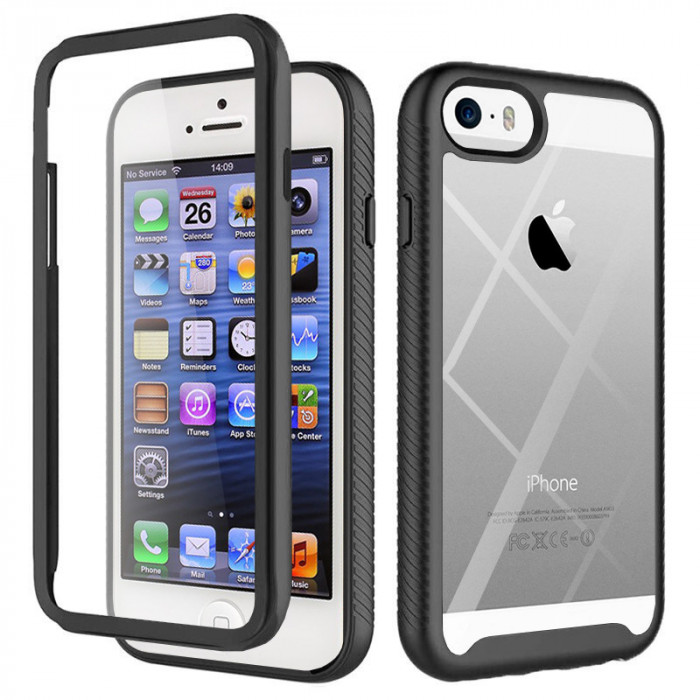Husa pentru iPhone 5 / 5s / SE + Folie, Techsuit Defense360 Pro, Black
