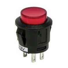 Intrerupator auto Carpoint 12V 20A rotund diametru 16,10mm , buton cu revenire , rosu foto