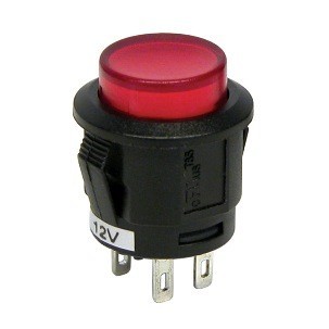 Intrerupator auto Carpoint 12V 20A rotund diametru 16,10mm , buton cu revenire , rosu