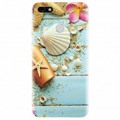 Husa silicon pentru Huawei Y6 Pro 2017, Blue Wood Seashells Sea Star