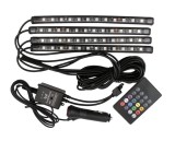 Set lumini led ambientale auto cu telecomanda, 8 culori, senzor muzica, Mini