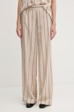 Marc Aurel pantaloni culoarea bej, lat, high waist, 1856-1000-93421