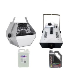 Pachet Masina baloane, Lichid baloane 5 l si Mașină de fum cu telecomanda, IdeallStore&reg;, argintiu