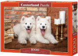 Puzzle 1000 piese Samoyed Puppies Say Hello, castorland