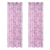 Perdea roz, Zola&reg;, model cu unicorn, cu inele tip capsa, 260x140 cm