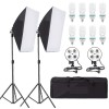 Kit de 2 softboxuri, soclu de 4 becuri, 2 trepiezi reglabili 200 cm, 8 becuri de 85W, geanta de transport inclusa, Dactylion
