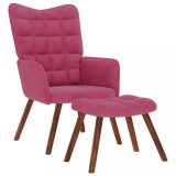 VidaXL Scaun de relaxare cu taburet, roșu vin, catifea