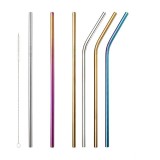 Set 6 paie reutilizabile metal si perie curatare, multicolor