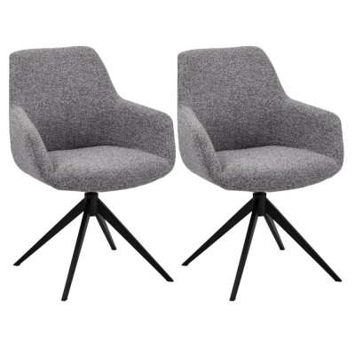 Set of 2 Grey Dining Chairs with Armrests Helena foto