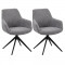 Set of 2 Grey Dining Chairs with Armrests Helena