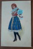 Carte postala, necirculata, desen tanara in costum traditional, perioada interbelica