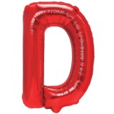 Balon folie metalizata litera d, flippy, 40 cm, umflati cu heliu sau aer, ambalaj individual, pai inclus, rosu