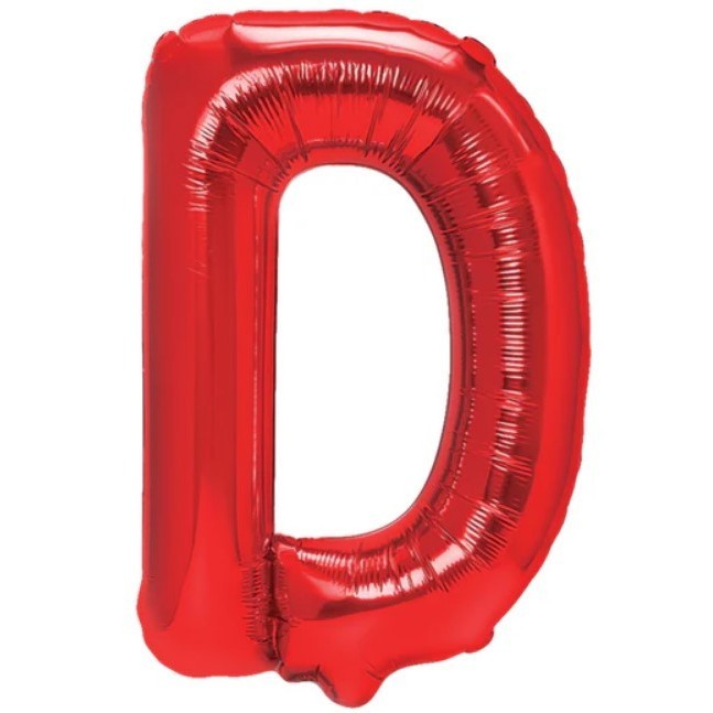 Balon folie metalizata litera d, flippy, 40 cm, umflati cu heliu sau aer, ambalaj individual, pai inclus, rosu