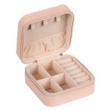 Cutie Organizator Bijuterii, Model Fermoar, Compartimente Catifea, Culoare Roz Nude, Dimensiuni 10x10x5cm, Oem