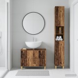 Cumpara ieftin Set de dulapuri pentru baie, 2 piese DELFT Lemn vechi