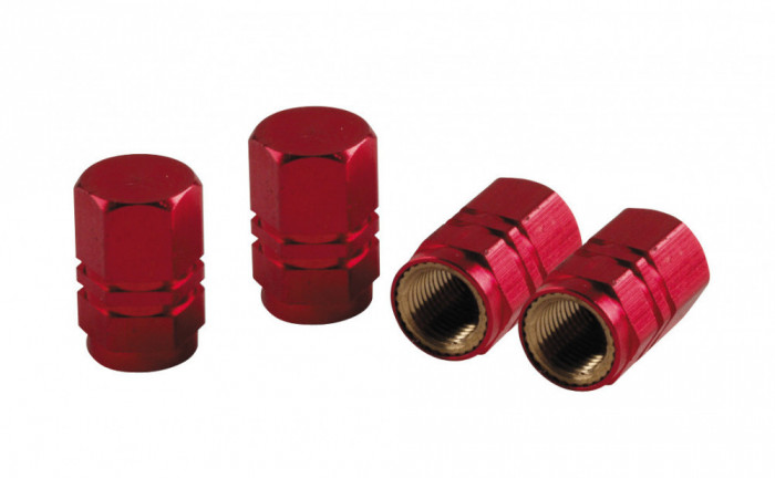 Ornamente capacele valve Hexagonal 4buc - Rosu Garage AutoRide