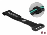 Set 5 cureluse tip Hook-and-loop cu inel pentru surub 150 x 20mm Negru, Delock 19537