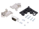 D-Sub 9-Pin Mufă Tată Lipire pe Cablu Neagră Set Complet