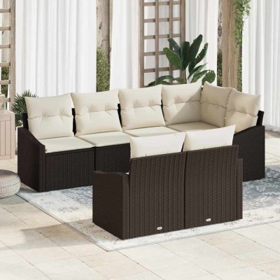 vidaXL Set de canapele pentru grădină 7 pcs Maro Rattan poli 3346758 foto