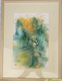 E74. Tablou pictat manual, Abstract Galaxy, acuarela hartie A4, inramat, 32x42cm, RavariuArt