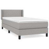 Cumpara ieftin Pat box spring cu saltea, gri deschis, 100x200 cm, textil