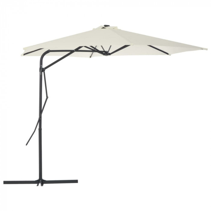 Umbrelă soare de exterior cu st&acirc;lp din oțel, nisipiu, 300 cm