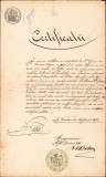 A270 Certificat de competență profesională &icirc;n meseria de inginer, 1876, Vaslui, dat pentru Prosper Vojen, inginer-conductor al județului Vaslui