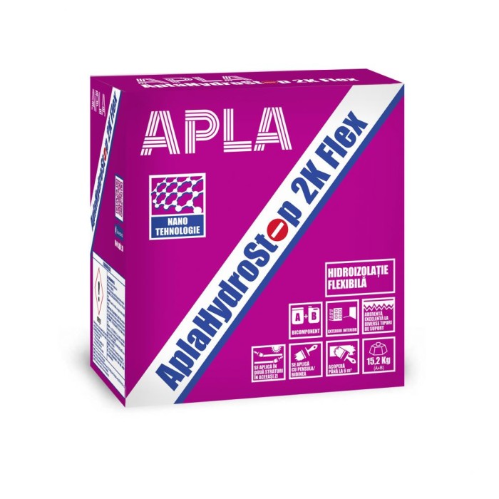 Apla Hydrostop 2k FLex Hidroizolatie Flexibila pe baza de ciment flexibilizat si rasina 15.2 kg