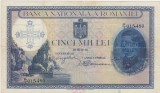Bancnota Romania 5000 Lei 1931 Supratipar 1940, Serie Fractie aVF, Stare Buna!