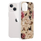 Husa marble flower pentru iphone 13 mini, slim ioa, nude