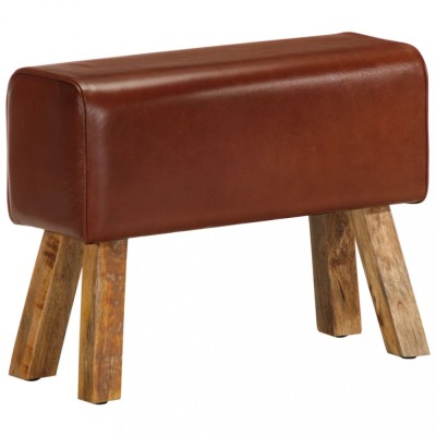vidaXL Bancă Bok gimnastică maro 58cm piele naturală/lemn masiv mango foto