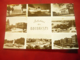 Ilustrata Bucuresti cu 8 vederi ,circ.1959 ,cu reclama publicitara, Circulata, Fotografie