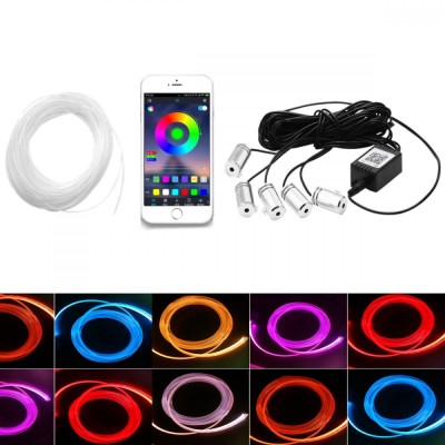 Set 5 lumini auto ambientale, LED RGB, 6 M, Bluetooth foto