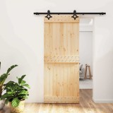 Cumpara ieftin Usa glisanta Natural si Negru 85 x 210 cm Lemn de Pin Solid