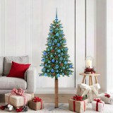 vidaXL Brad de Crăciun subțire Verde 180 cm PVC și lemn de PIN masiv 3394871