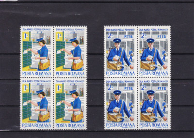 ROMANIA 1982 LP 1065 ZIUA MARCII POSTALE ROMANESTI BLOCURI DE 4 MNH foto