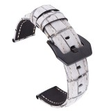 Curea din piele naturala, compatibila Garmin Vivoactive 4, telescoape normale, 22mm, Alb/Gri