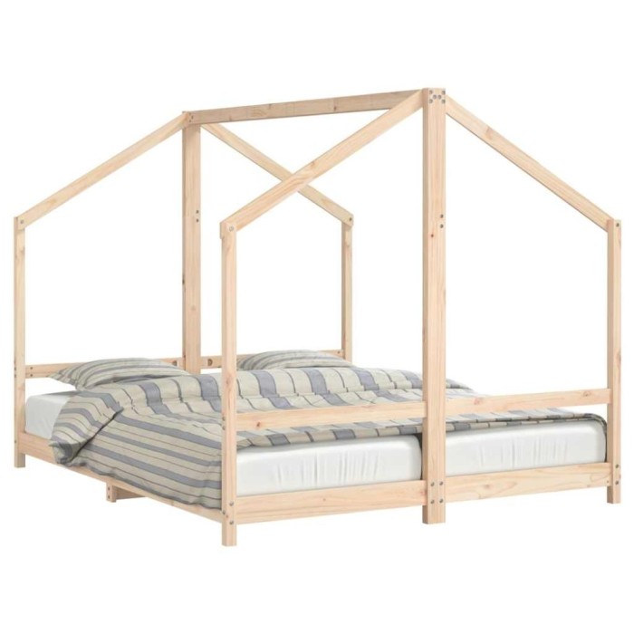 Cadru pat pentru copii, 2x(80x200) cm, lemn masiv de pin