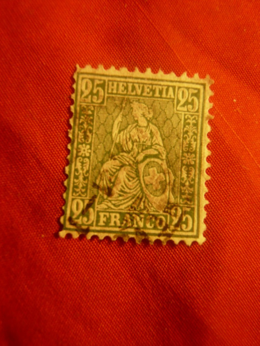 Timbru 25C verde 1867 Elvetia , stampilat