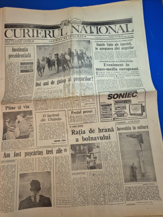 ziarul curierul national 2 noiembrie 1992 - articol francisc vastag,ilie nastase