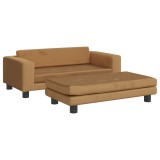 Cumpara ieftin Canapea pentru copii cu taburet maro 100x50x30 cm catifea