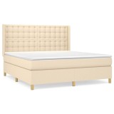 Cumpara ieftin Pat continental cu saltea, crem, 180x200 cm, textil