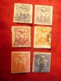 4 Timbre Ecuador -1881 + 2 Timbre 1887 - Stema , stampilate