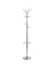 Cuier de podea cromat HM W24, robust, cu suport umbrela, 10 agatatori, argintiu