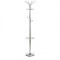 Cuier de podea cromat HM W24, robust, cu suport umbrela, 10 agatatori, argintiu