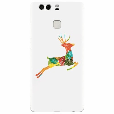 Husa silicon pentru Huawei P9, Colorful Reindeer Jump Illustration foto