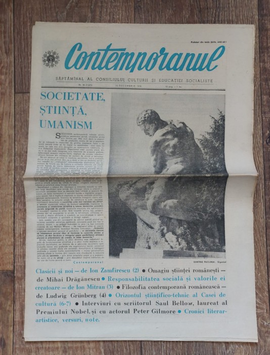 Ziarul Contemporanul - Saptamanal al Consiliului Culturii si Educatiei Socialiste, nr 50 / 15 decembrie 1978