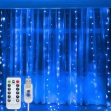 Cumpara ieftin Instalatie Craciun Perdea 3x3m 300LED Albastru 8 Programe USB Telecomanda