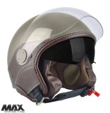 Casca open face pentru scuter - motocicleta (demi-jet) Max Helmets model DJDV06 LS Vision SV (ochelari soare integrati) culoare: maro Genesi mat (MGO)